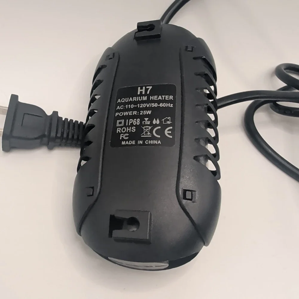 H7 Aquarium Heater 25W Black Submersible Fish Tank Digital Controller IP68